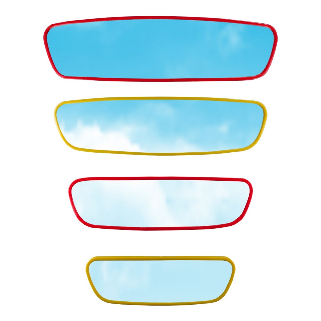 Universal Diamond Vertical Arm Set of 4 Rearview Mirrors Yellow Red TECHNICAL DRAWINGS