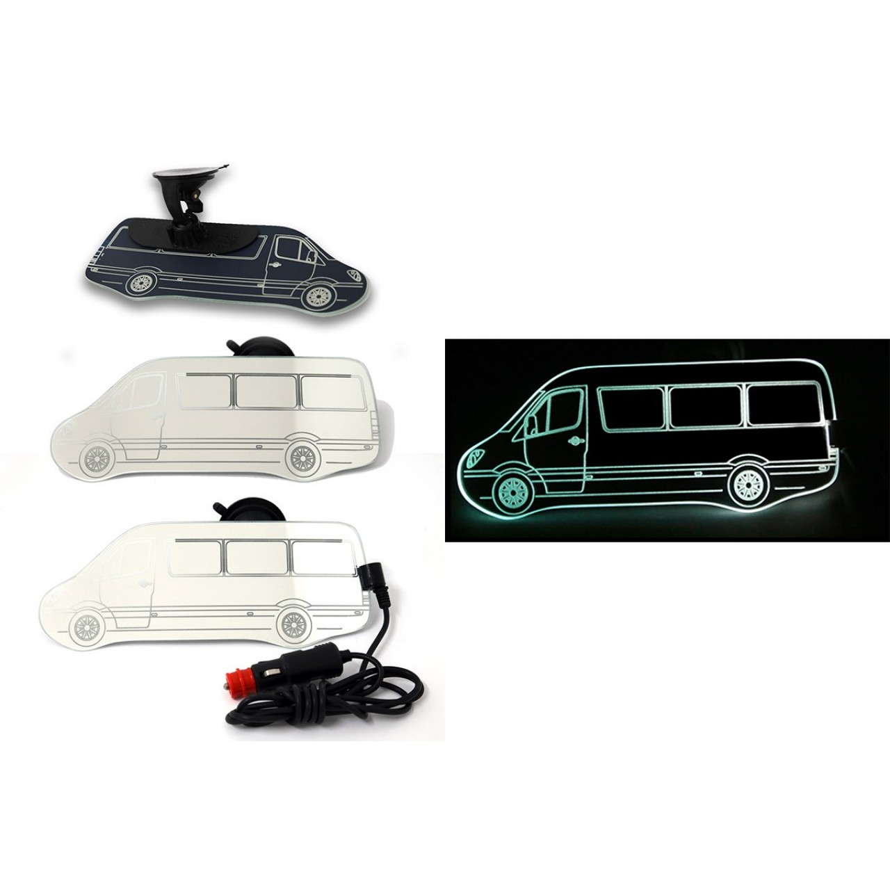 Minibus Sprinter Kiva Illuminated Interior Rear View Mirror 100x250 mm TECHNICAL DRAWINGS