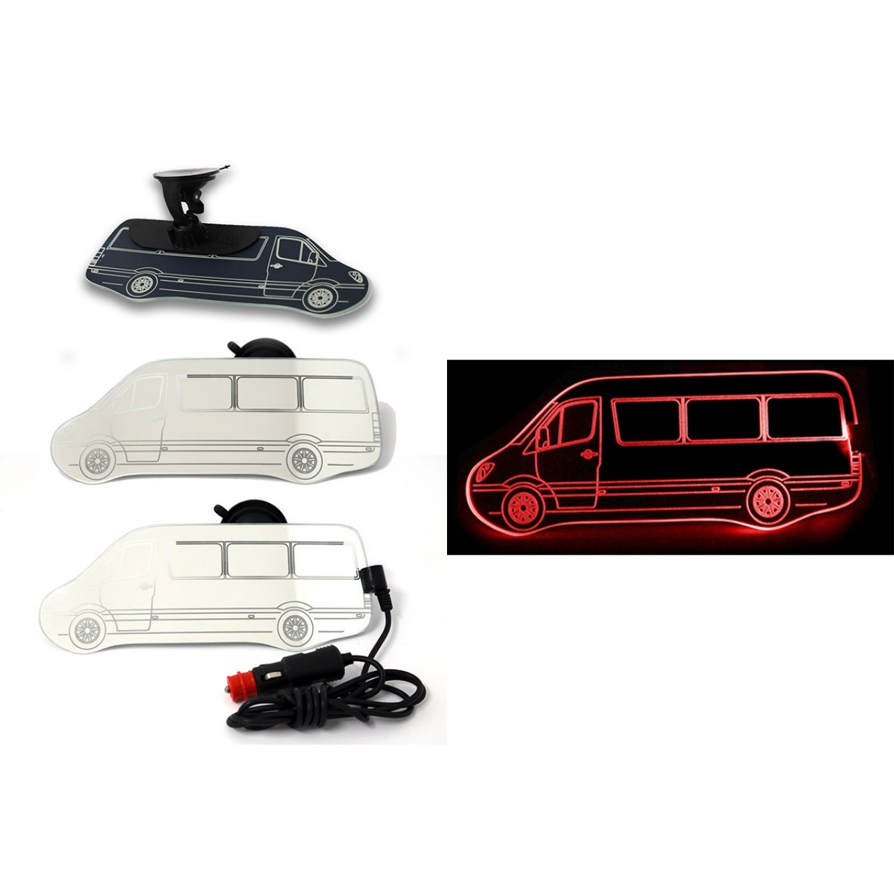 Minibus Sprinter Kiva Illuminated Interior Rear View Mirror 100x250 mm TECHNICAL DRAWINGS