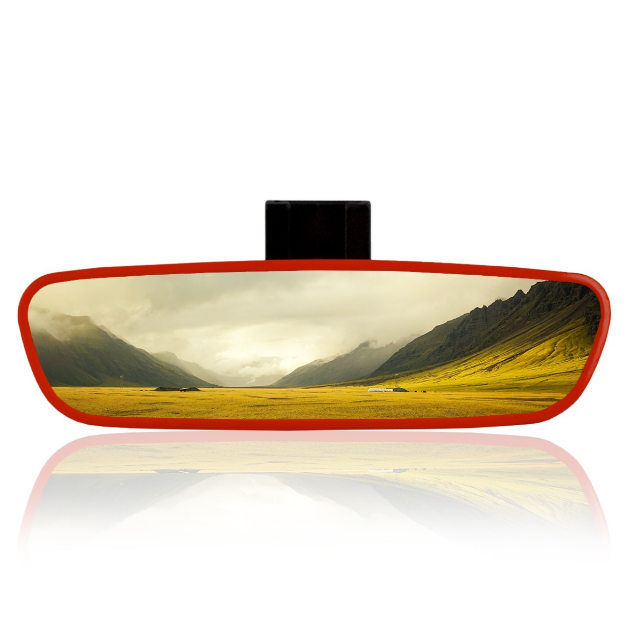 Universal Diamond Curved Arm-4 Interior Rear View Mirror 212x59 mm Red