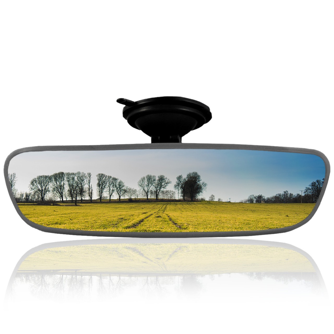 Universal Diamond Kiva-4 Interior Rearview Mirror with Suction Cup 212x59 mm Gray