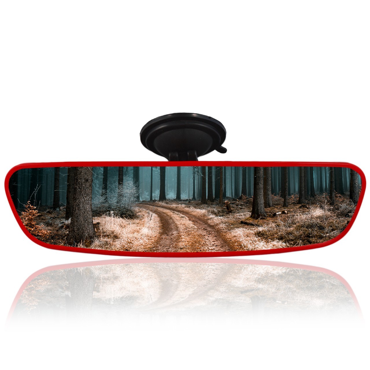 Universal Diamond Kiva-5 Interior Rear View Mirror with Suction Cup 249x64 mm Red