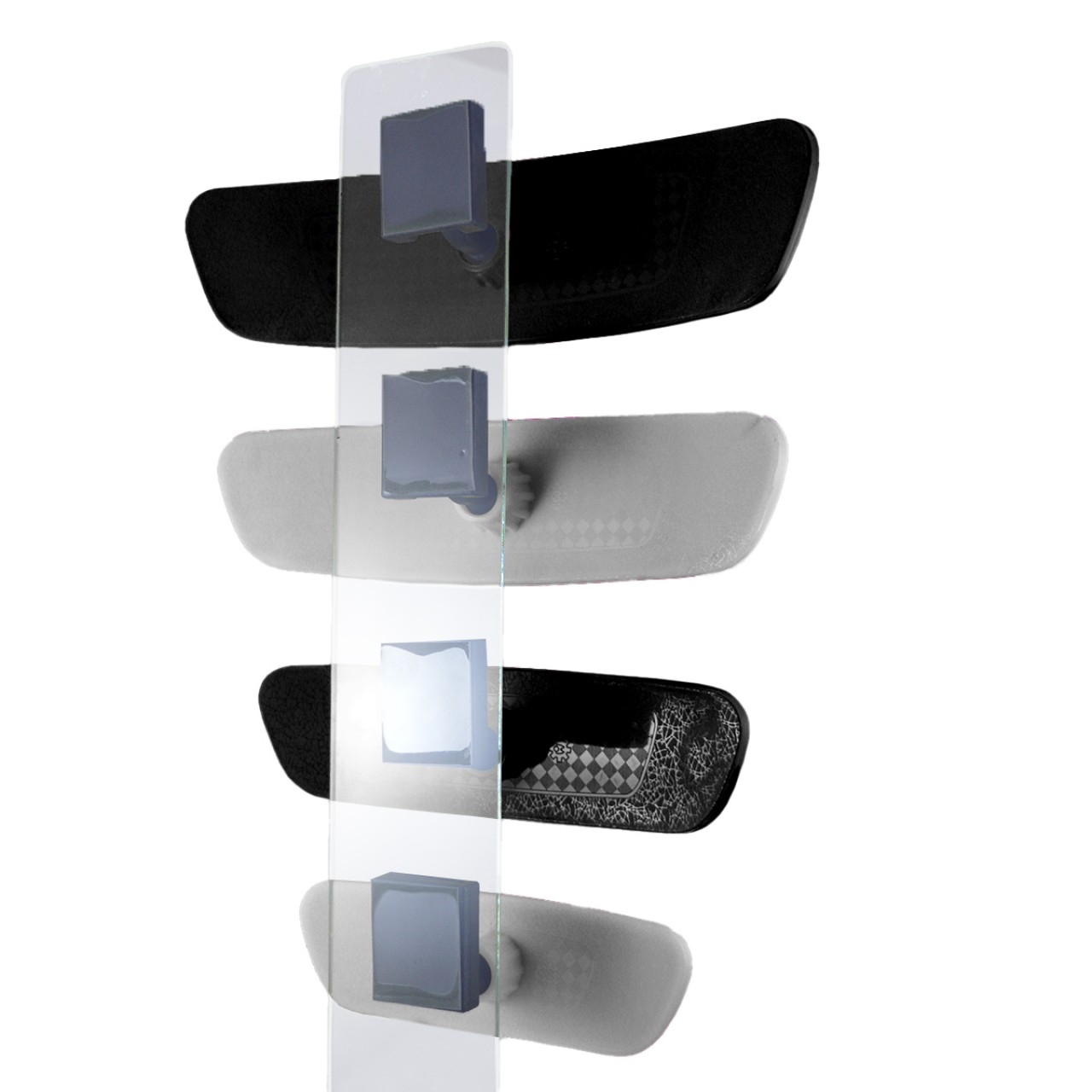 Universal Diamond Vertical Arm 4-Piece Rearview Mirror Set Black White