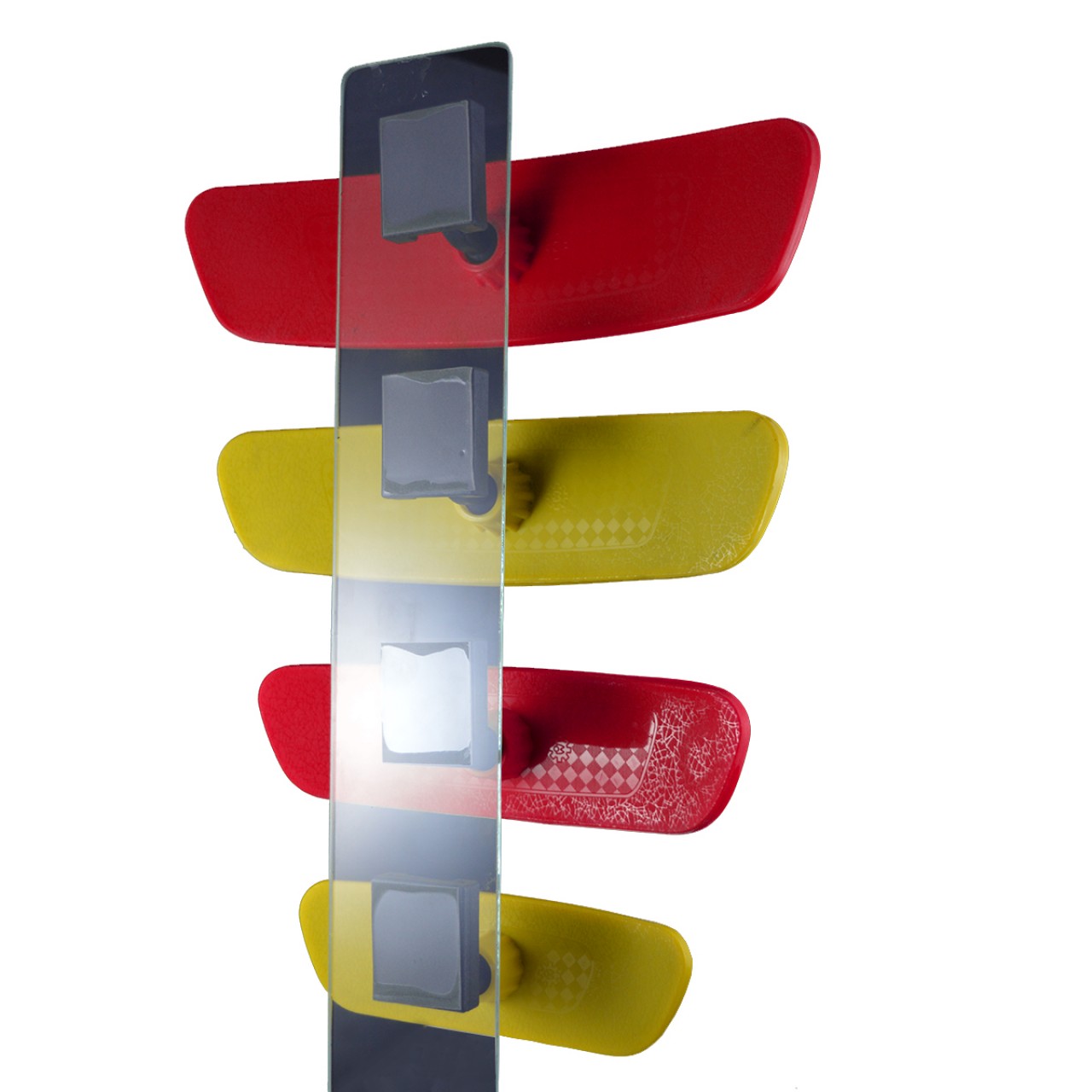 Universal Diamond Vertical Arm Set of 4 Rearview Mirrors Yellow Red