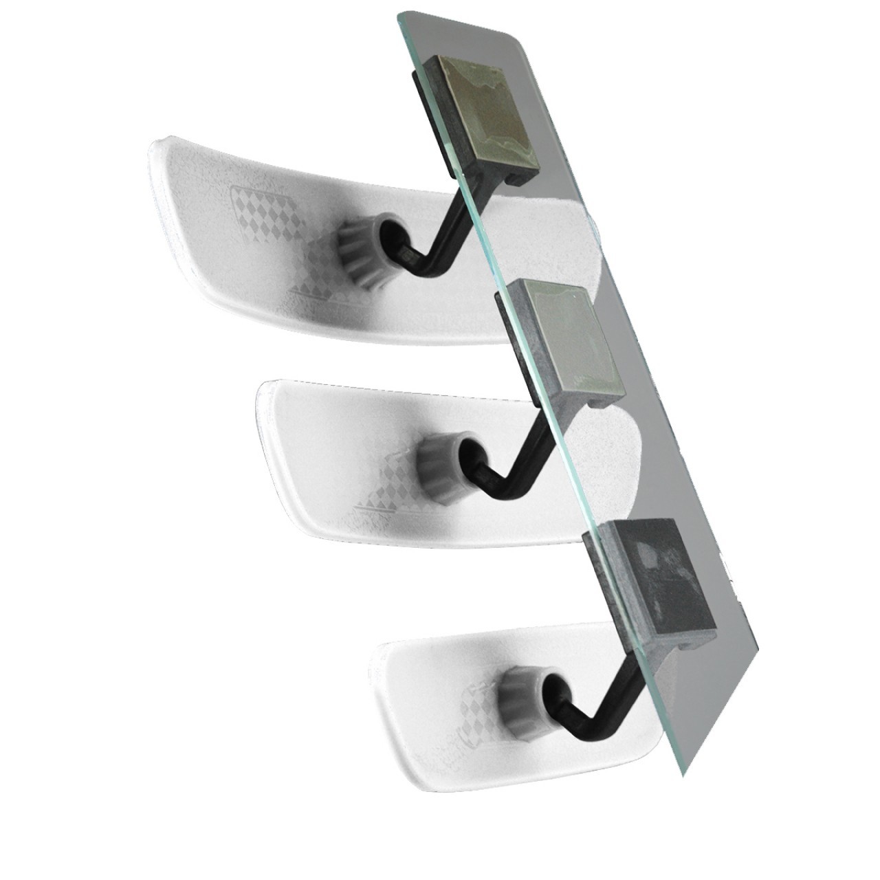 Universal Diamond Curved Arm 3-Piece Rearview Mirror Set White